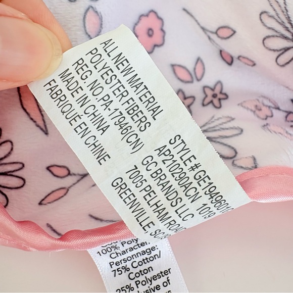 George White Pink Floral Bunny Rabbit Satin Trim Security Blanket Baby Lovey - Picture 10 of 16